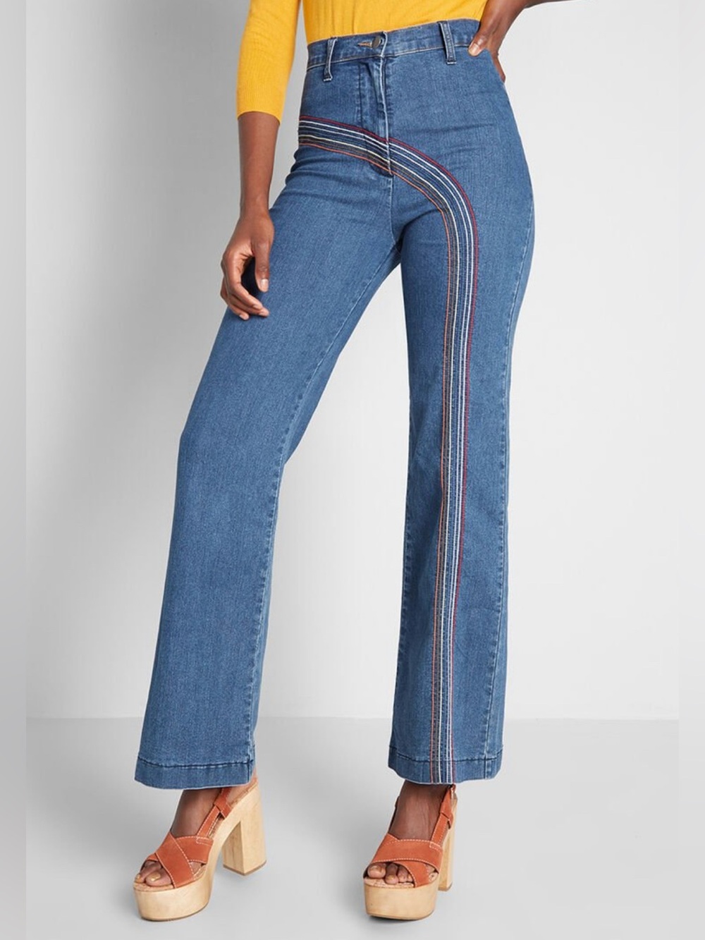 NWT Modcloth Rainbow Flare Jeans Size US 8 Vintage